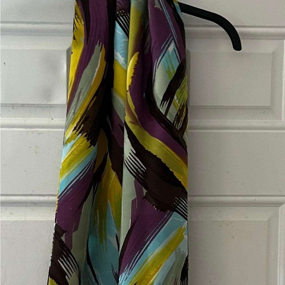 Women’s Rectangle Scarf Satin Abstract Multicolor Art Pattern 56 inches